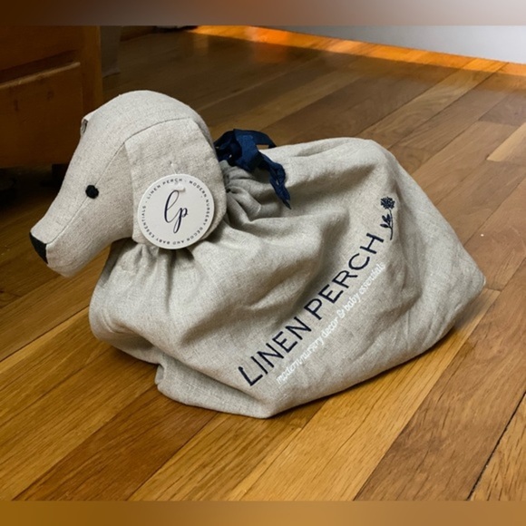 NWT Linen Perch Paolo Natural Linen Stuffed Puppy - Picture 2 of 12